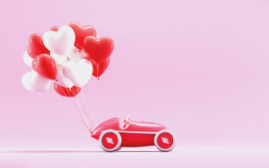 Red and White balloons in love shape